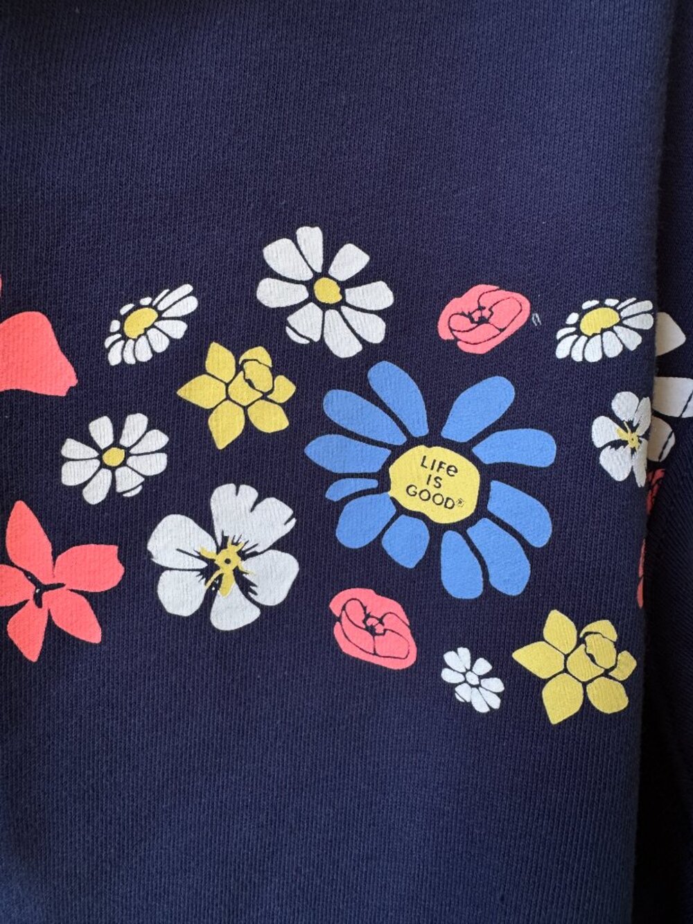 Life Is Good Spring Wildflower Stripe Simply True Fleece Hoodie Women's X-Large - Picture 7 of 10